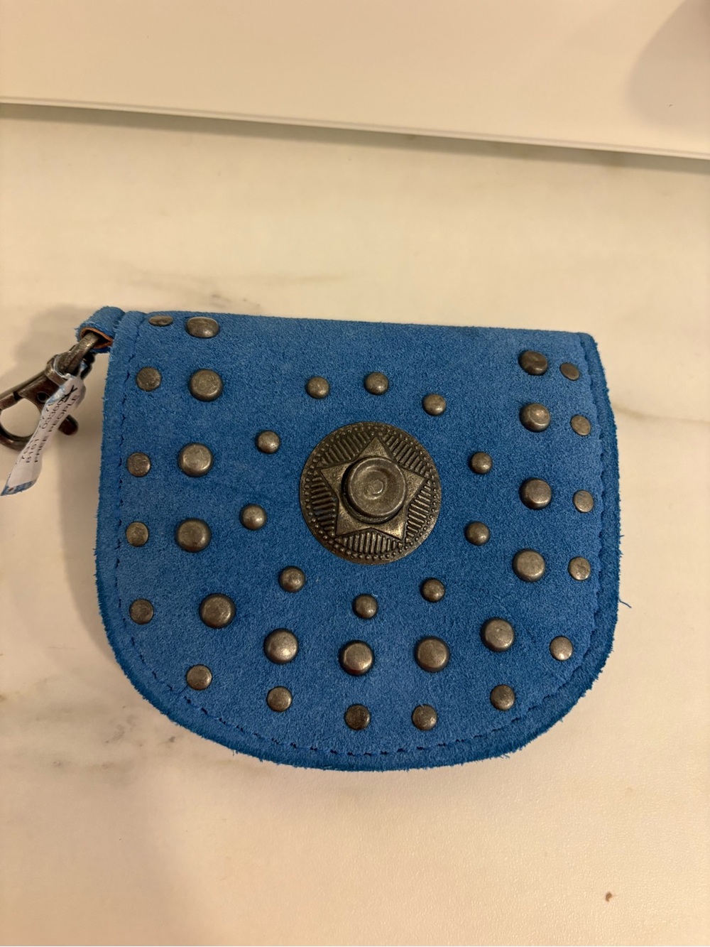 Free People Blue Studded Suede Wallet or Purse Charm